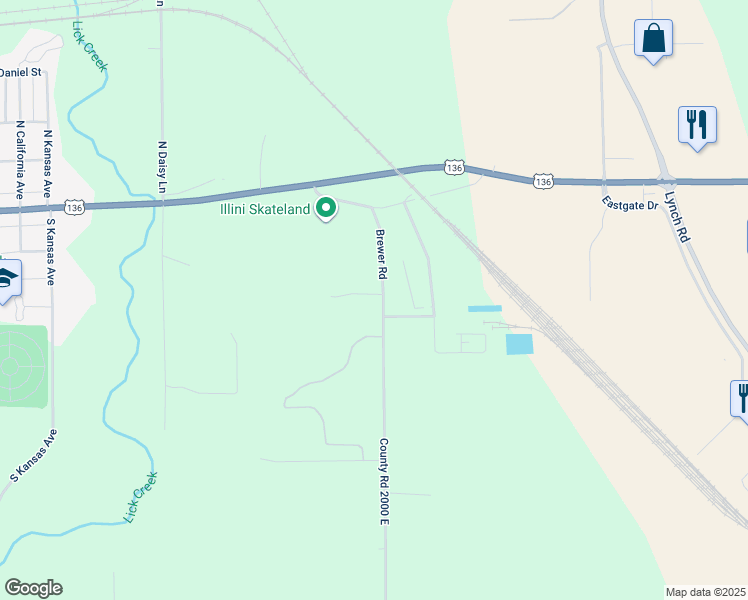 map of restaurants, bars, coffee shops, grocery stores, and more near 111 Brewer Road in Danville