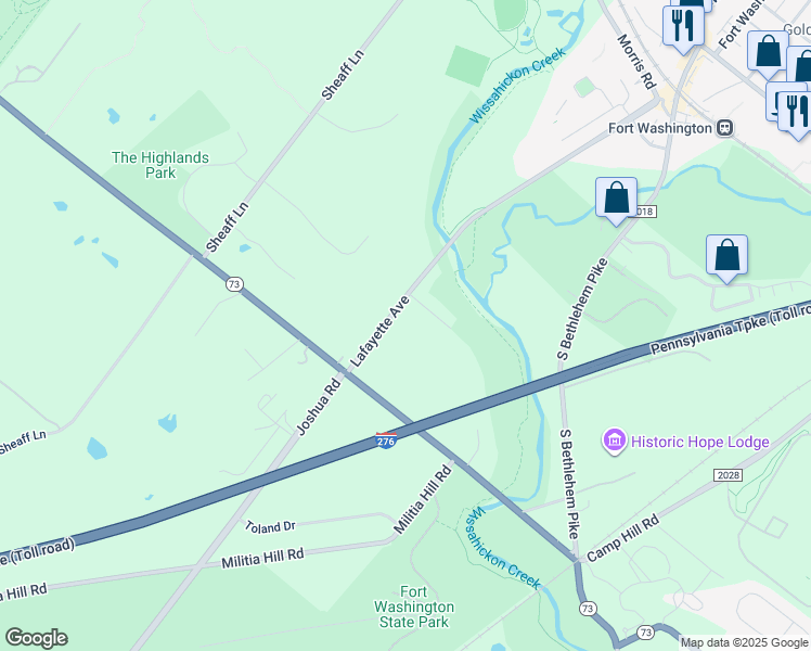 map of restaurants, bars, coffee shops, grocery stores, and more near 7022 Lafayette Avenue in Fort Washington