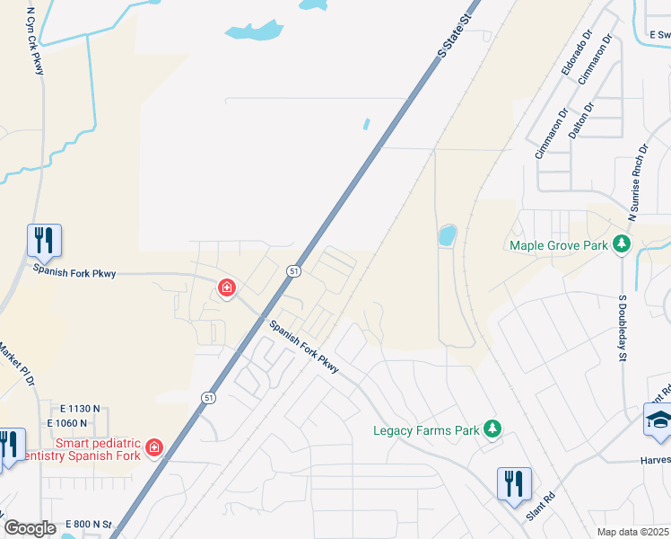 map of restaurants, bars, coffee shops, grocery stores, and more near 1891 East 1550 North in Spanish Fork
