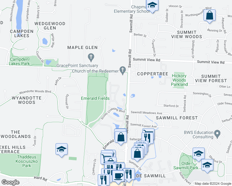map of restaurants, bars, coffee shops, grocery stores, and more near Avaleen Circle North in Dublin