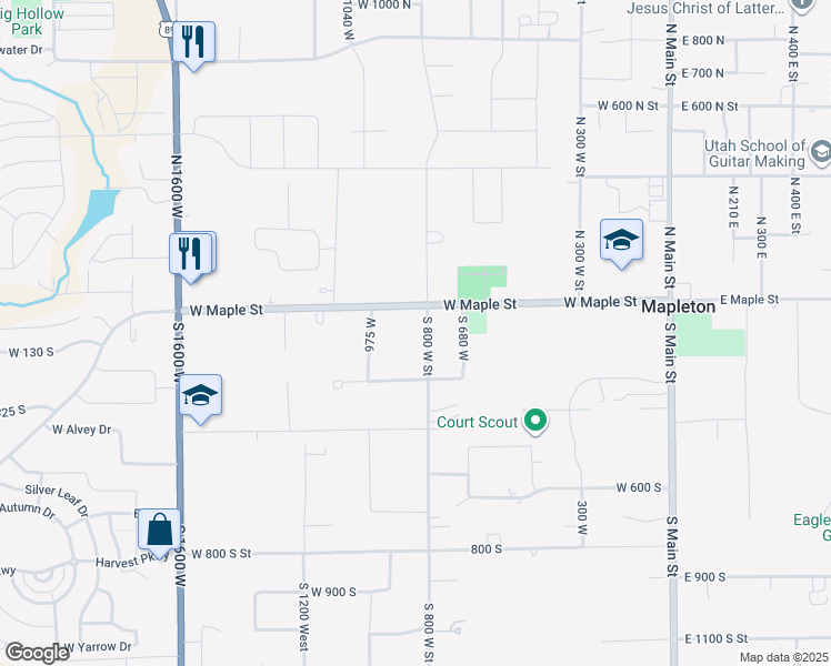 map of restaurants, bars, coffee shops, grocery stores, and more near 102 South 800 West in Mapleton