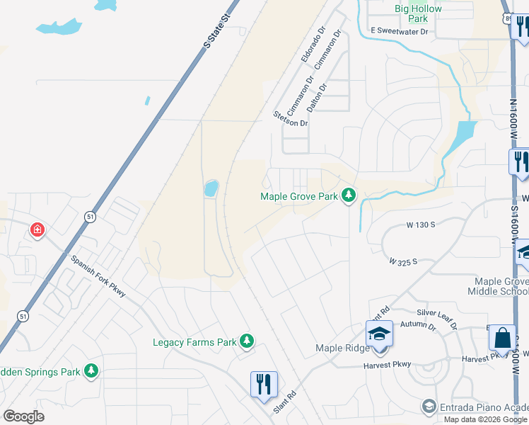 map of restaurants, bars, coffee shops, grocery stores, and more near 2648 Cimmaron Drive in Springville
