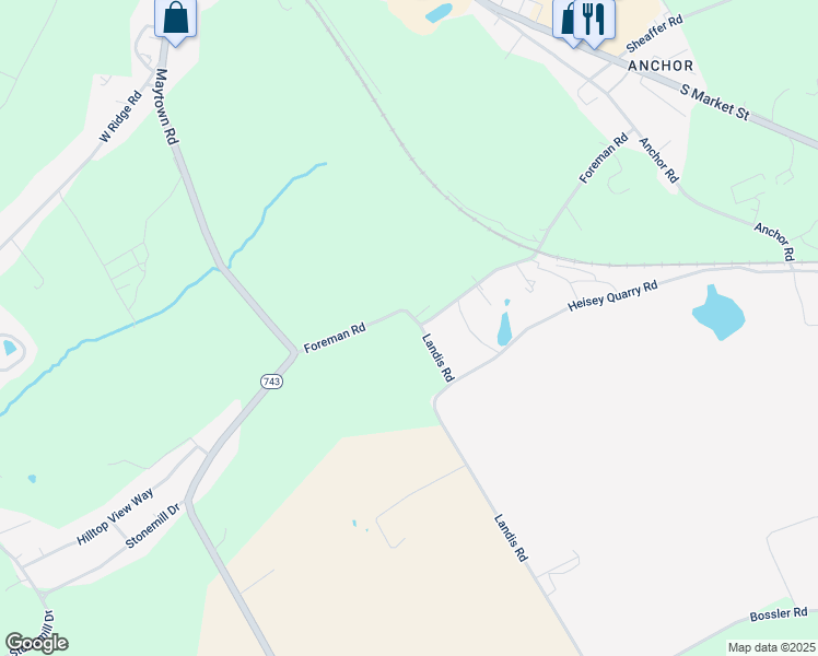 map of restaurants, bars, coffee shops, grocery stores, and more near 309 Foreman Road in Elizabethtown
