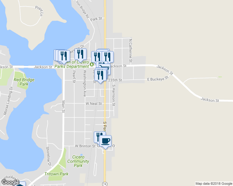 map of restaurants, bars, coffee shops, grocery stores, and more near 249 Harrison Street in Cicero