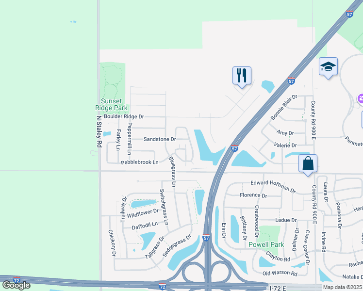 map of restaurants, bars, coffee shops, grocery stores, and more near 3724 Balcary Bay in Champaign
