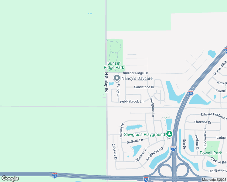 map of restaurants, bars, coffee shops, grocery stores, and more near 1319 West Ridge Lane in Champaign