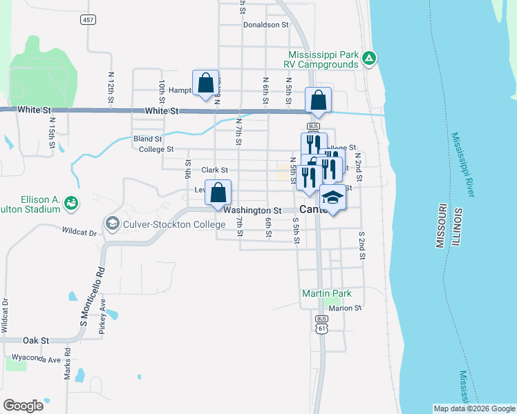 map of restaurants, bars, coffee shops, grocery stores, and more near 604 Washington Street in Canton