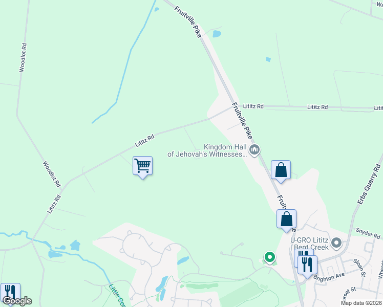 map of restaurants, bars, coffee shops, grocery stores, and more near 435 Lititz Road in Manheim