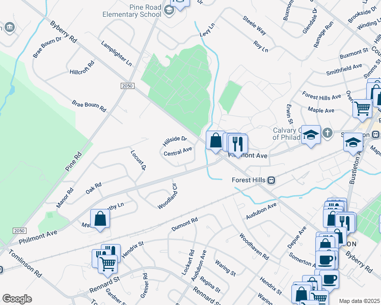 map of restaurants, bars, coffee shops, grocery stores, and more near 3465 Central Avenue in Montgomery County