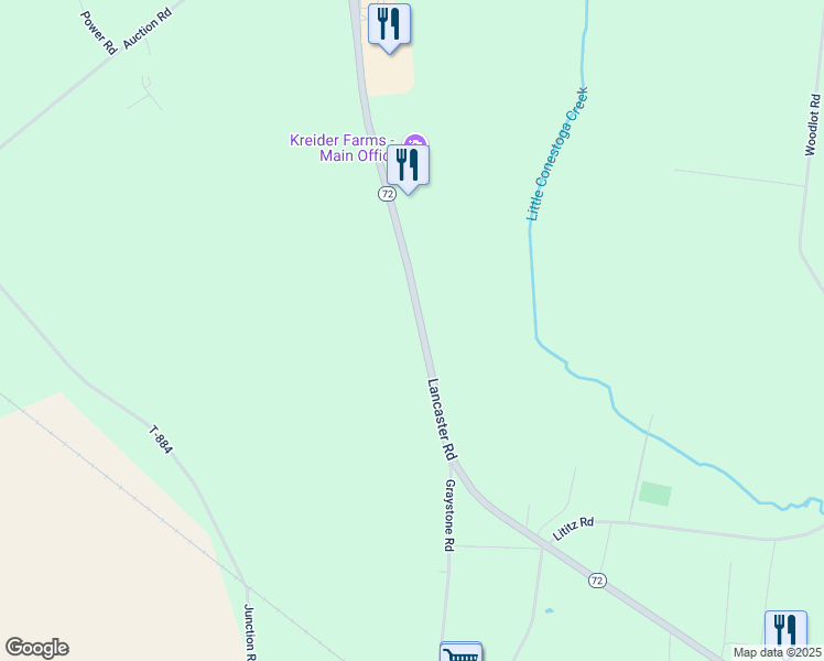 map of restaurants, bars, coffee shops, grocery stores, and more near 1 Lancaster Road in Manheim