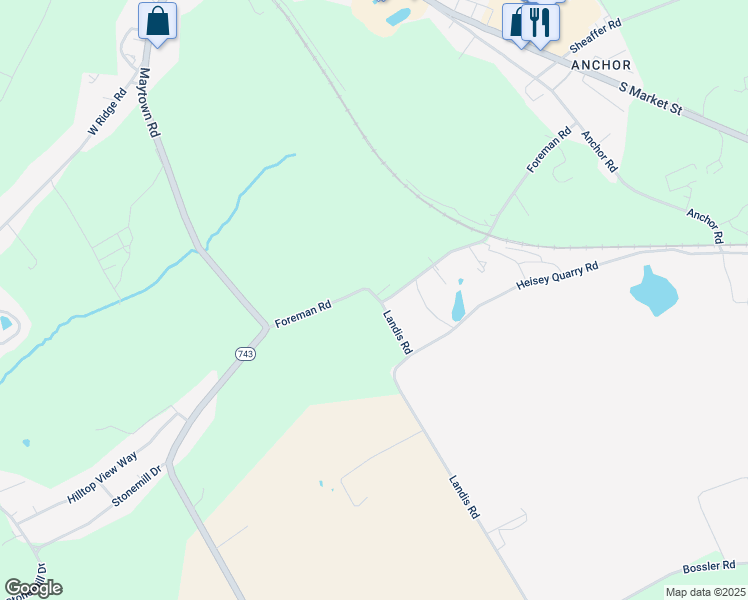 map of restaurants, bars, coffee shops, grocery stores, and more near 309 Foreman Road in Elizabethtown