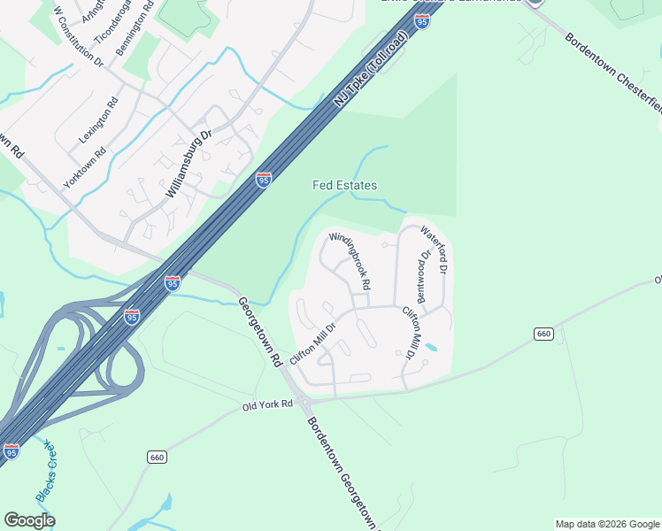 map of restaurants, bars, coffee shops, grocery stores, and more near 23 Windingbrook Road in Fieldsboro