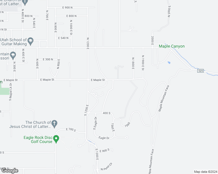 map of restaurants, bars, coffee shops, grocery stores, and more near 102 Aspen Drive in Mapleton
