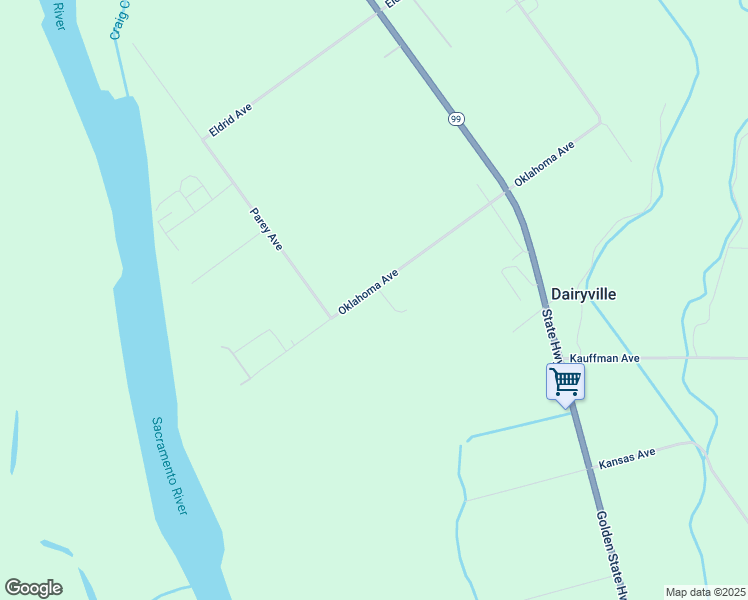 map of restaurants, bars, coffee shops, grocery stores, and more near 24365 Oklahoma Avenue in Red Bluff