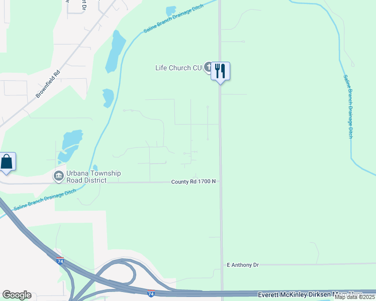 map of restaurants, bars, coffee shops, grocery stores, and more near 1719 Cindy Lynn Street in Urbana