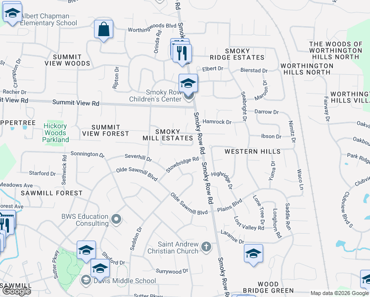 map of restaurants, bars, coffee shops, grocery stores, and more near 2081 Millrow Loop in Dublin