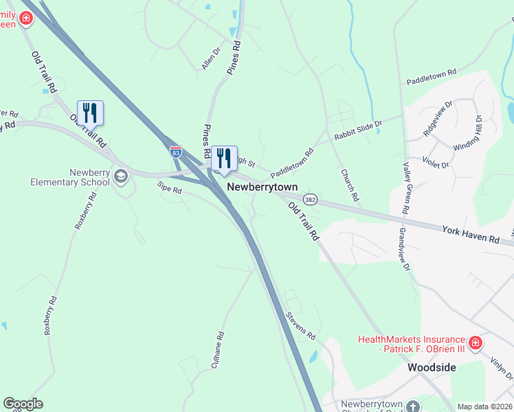 map of restaurants, bars, coffee shops, grocery stores, and more near 50 Stevens Road in York Haven