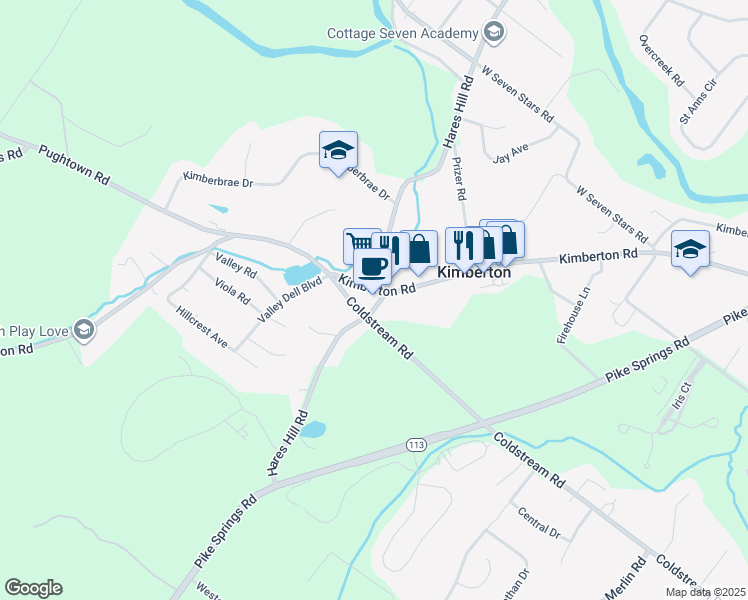 map of restaurants, bars, coffee shops, grocery stores, and more near 1317 Hares Hill Road in Phoenixville