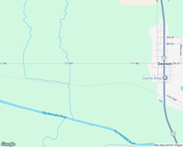 map of restaurants, bars, coffee shops, grocery stores, and more near 63887 711 Road in Dawson