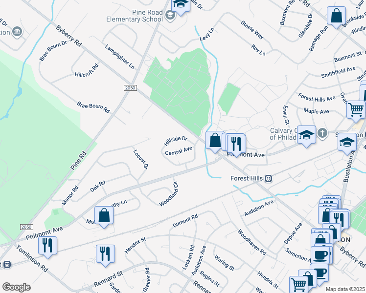 map of restaurants, bars, coffee shops, grocery stores, and more near 3448 Central Avenue in Montgomery County