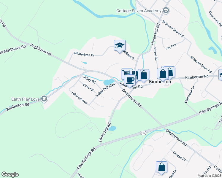 map of restaurants, bars, coffee shops, grocery stores, and more near 22 Valley Dell Boulevard in Phoenixville
