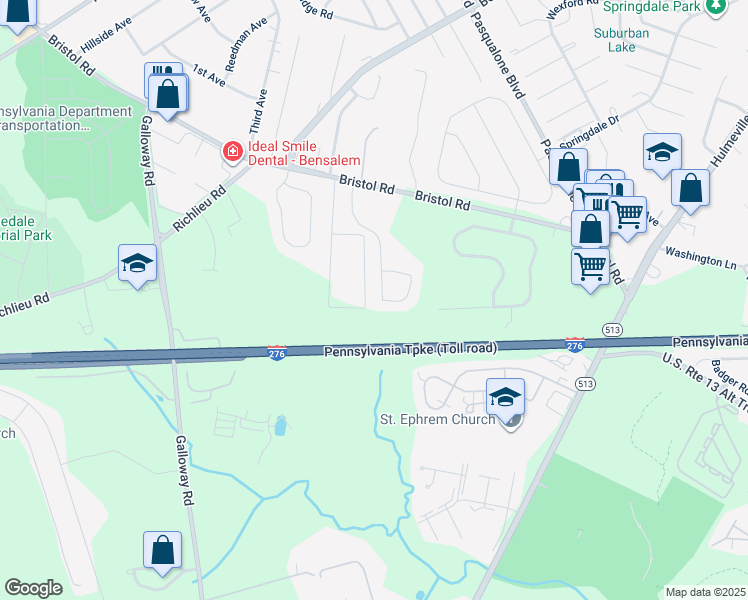 map of restaurants, bars, coffee shops, grocery stores, and more near 2970 Columbia Drive in Bucks County