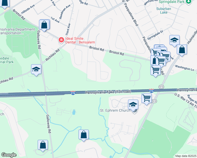 map of restaurants, bars, coffee shops, grocery stores, and more near 2970 Columbia Drive in Bucks County