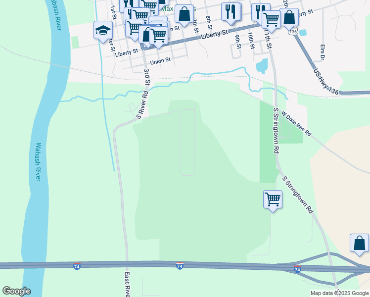 map of restaurants, bars, coffee shops, grocery stores, and more near 101 South River Road in Covington