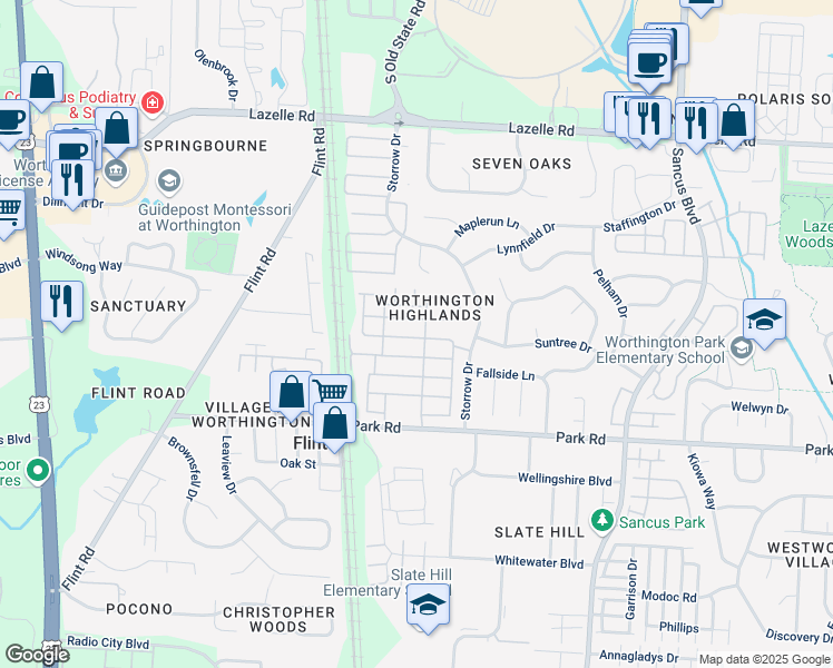 map of restaurants, bars, coffee shops, grocery stores, and more near 560 Wildindigo Run in Westerville