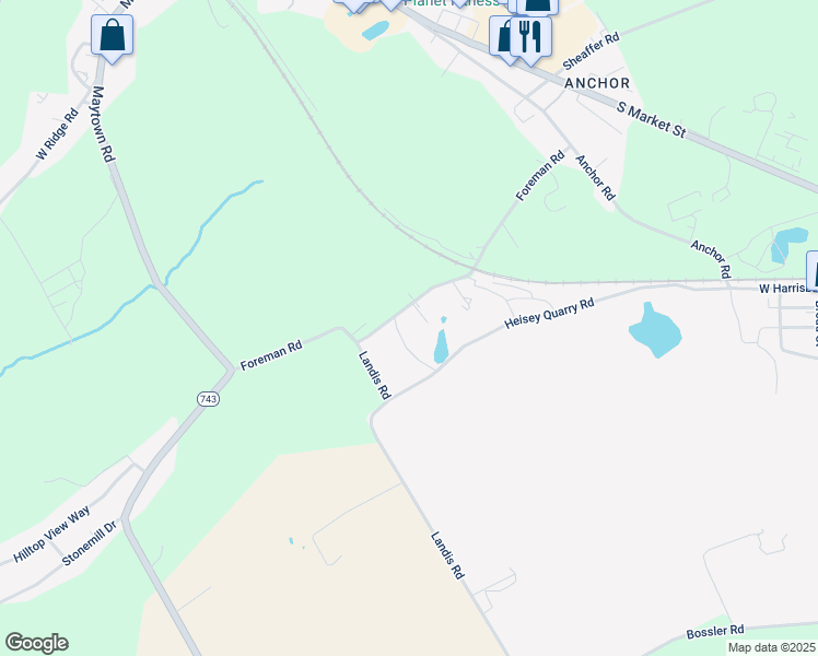 map of restaurants, bars, coffee shops, grocery stores, and more near 215 Foreman Rd in Elizabethtown