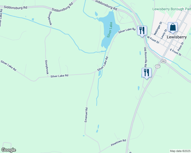 map of restaurants, bars, coffee shops, grocery stores, and more near 854 Emanuel Road in Lewisberry