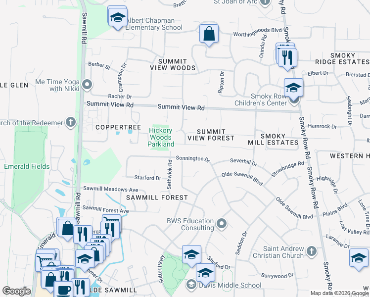 map of restaurants, bars, coffee shops, grocery stores, and more near 2420 Sonnington Drive in Dublin