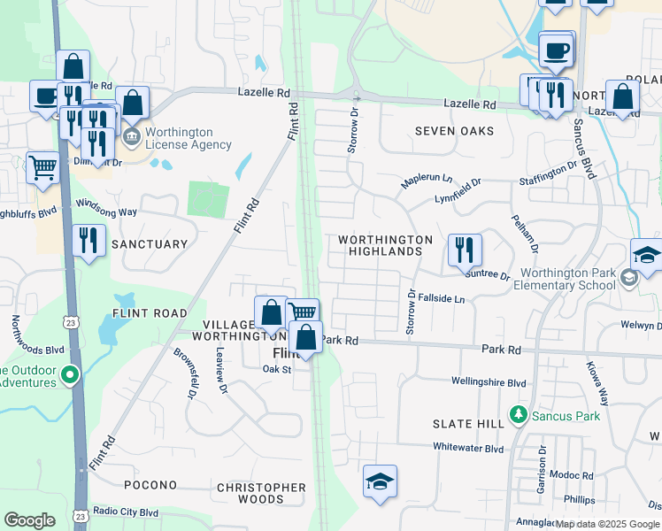 map of restaurants, bars, coffee shops, grocery stores, and more near 506 Wildindigo Run in Westerville