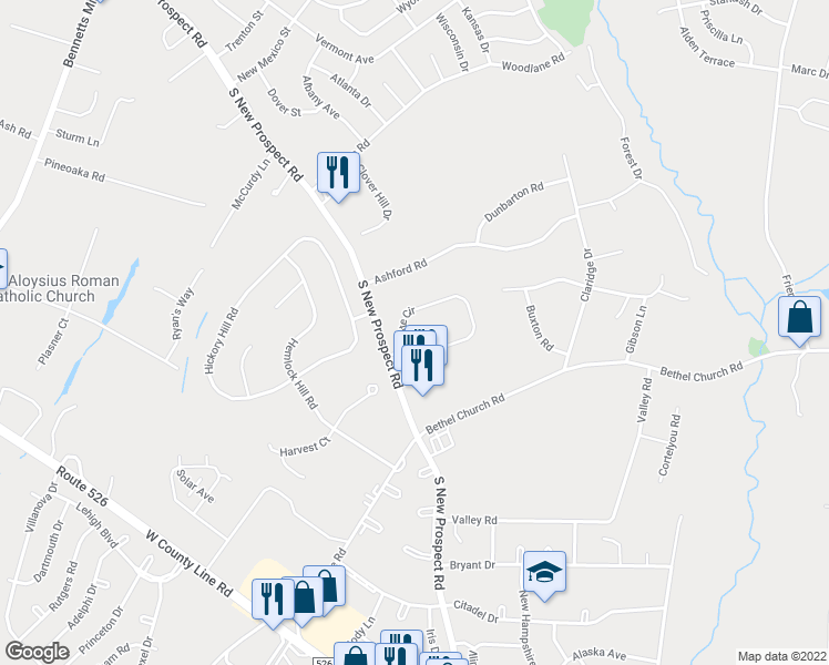 map of restaurants, bars, coffee shops, grocery stores, and more near 2 Pointe Circle in Jackson Township