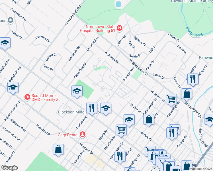 map of restaurants, bars, coffee shops, grocery stores, and more near 111 Wendover Drive in Eagleville