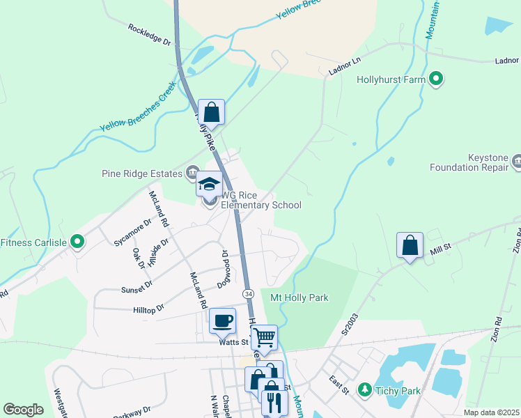 map of restaurants, bars, coffee shops, grocery stores, and more near 6 Ladnor Lane in Carlisle
