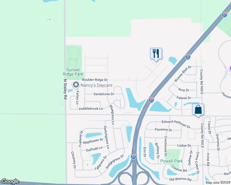 map of restaurants, bars, coffee shops, grocery stores, and more near 3728 Balcary Bay in Champaign