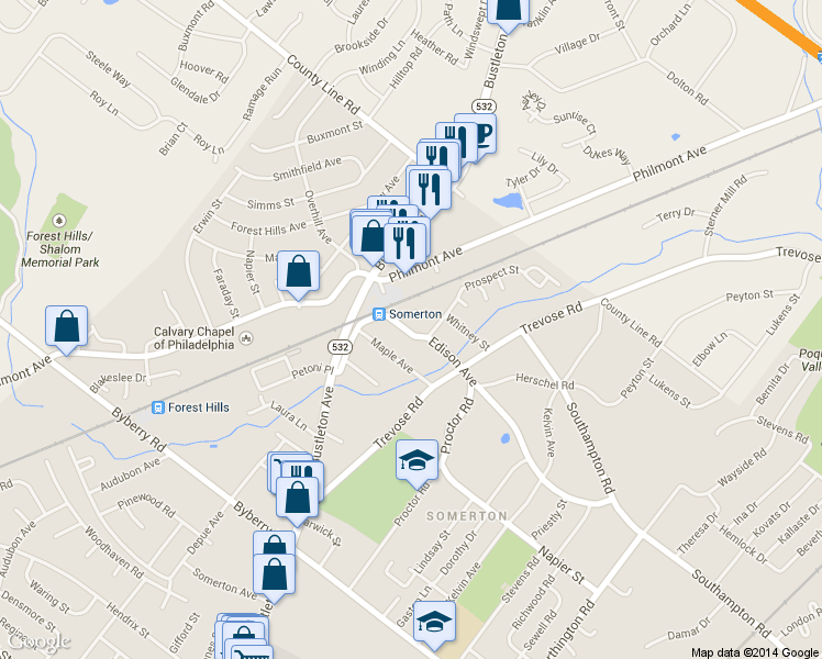 map of restaurants, bars, coffee shops, grocery stores, and more near 616 Edison Avenue in Philadelphia
