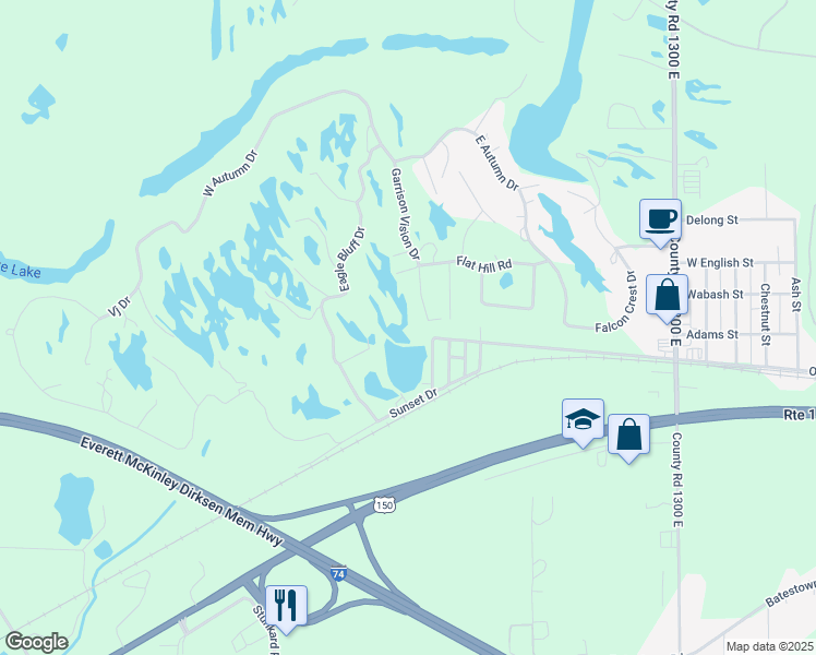 map of restaurants, bars, coffee shops, grocery stores, and more near 107 Garrison Vision Drive in Oakwood