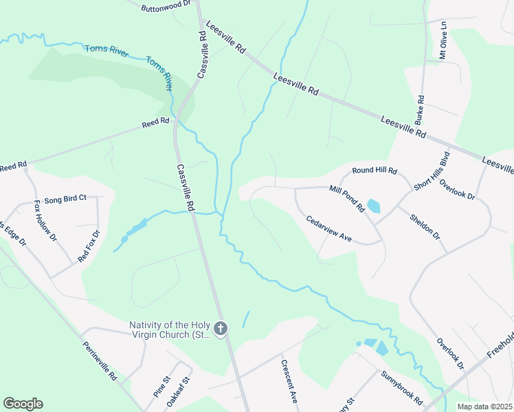 map of restaurants, bars, coffee shops, grocery stores, and more near 71 Mill Pond Road in Jackson Township