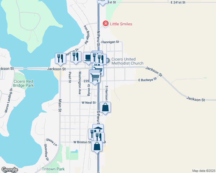 map of restaurants, bars, coffee shops, grocery stores, and more near 249 Harrison Street in Cicero