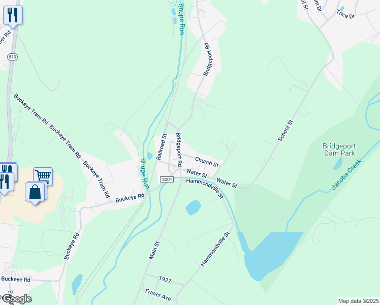 map of restaurants, bars, coffee shops, grocery stores, and more near 5111 Church Street in Mount Pleasant