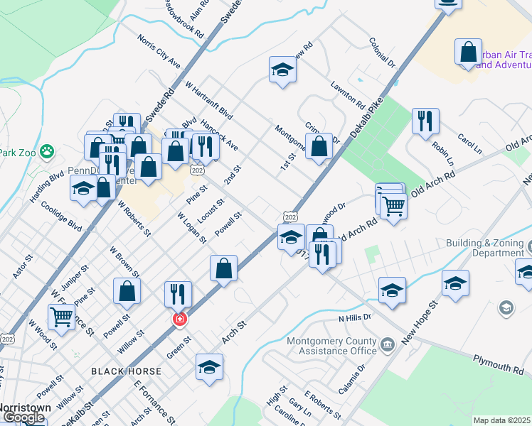 map of restaurants, bars, coffee shops, grocery stores, and more near 162 Serenity Court in Montgomery County