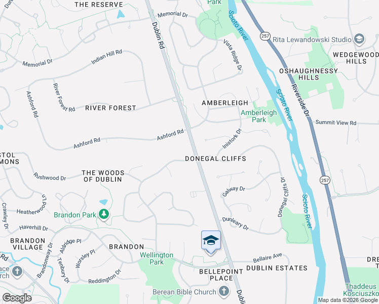 map of restaurants, bars, coffee shops, grocery stores, and more near 8025 Dublin Road in Dublin