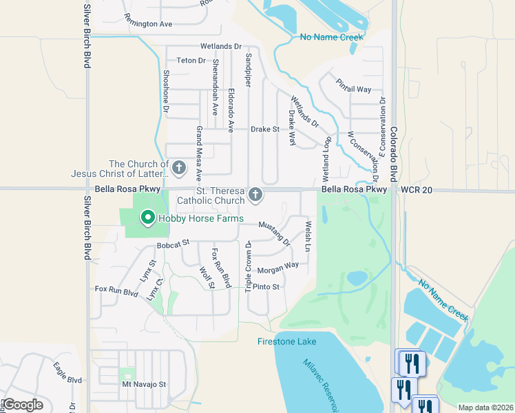 map of restaurants, bars, coffee shops, grocery stores, and more near in Longmont