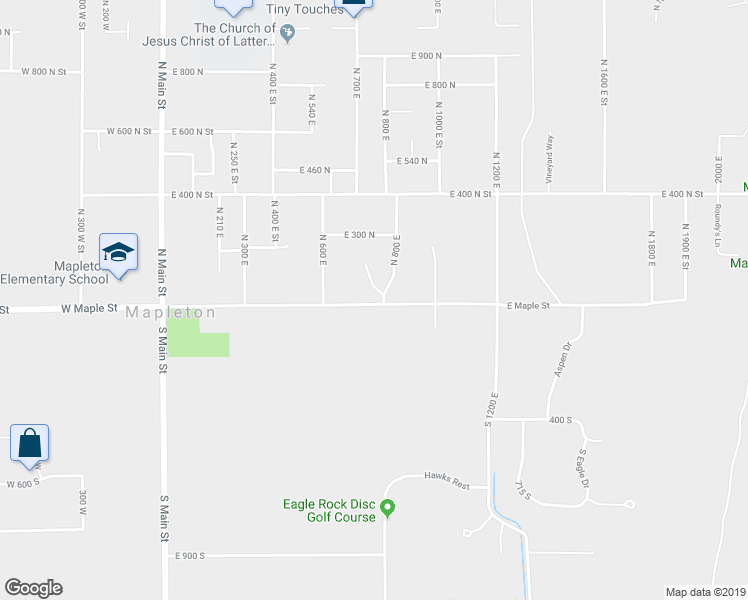 map of restaurants, bars, coffee shops, grocery stores, and more near 745 East Maple Street in Mapleton