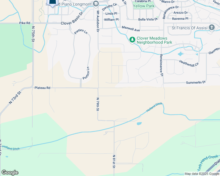 map of restaurants, bars, coffee shops, grocery stores, and more near 7915 Plateau Road in Longmont