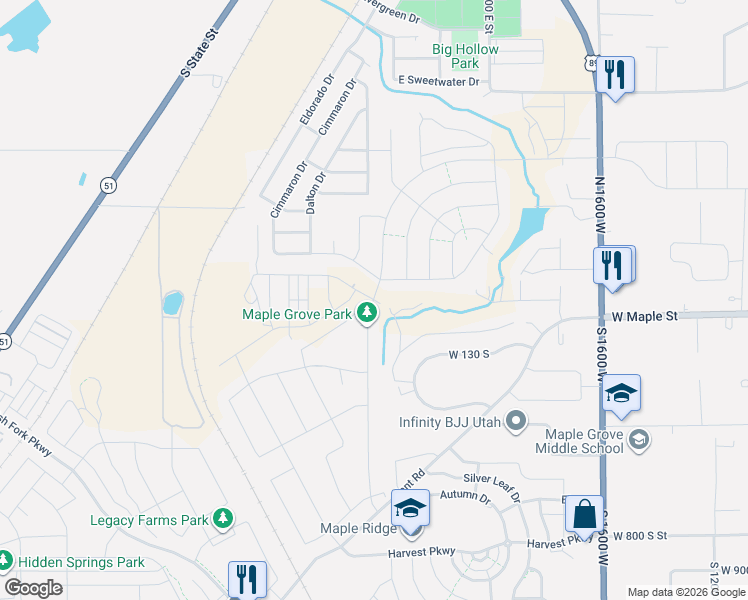 map of restaurants, bars, coffee shops, grocery stores, and more near 95 South Doubleday Street in Mapleton