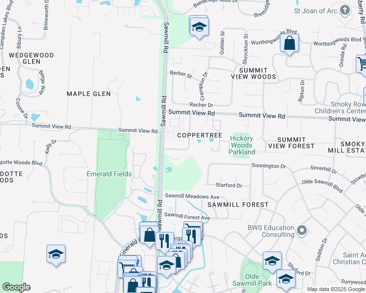 map of restaurants, bars, coffee shops, grocery stores, and more near 2676 Copperhill Drive in Dublin