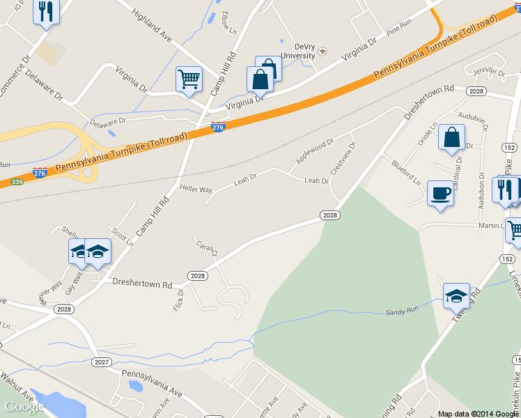 map of restaurants, bars, coffee shops, grocery stores, and more near 436 Dreshertown Road in Fort Washington
